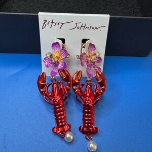Betsey Johnson Lobster Orchid Earrings